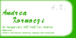 andrea kormoczi business card